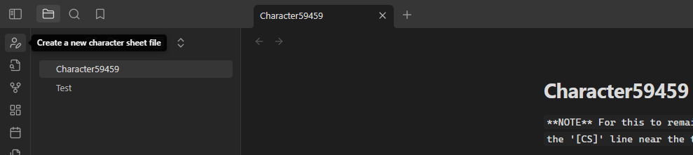 A demo image of the minimal process to using the Character Sheets plugin